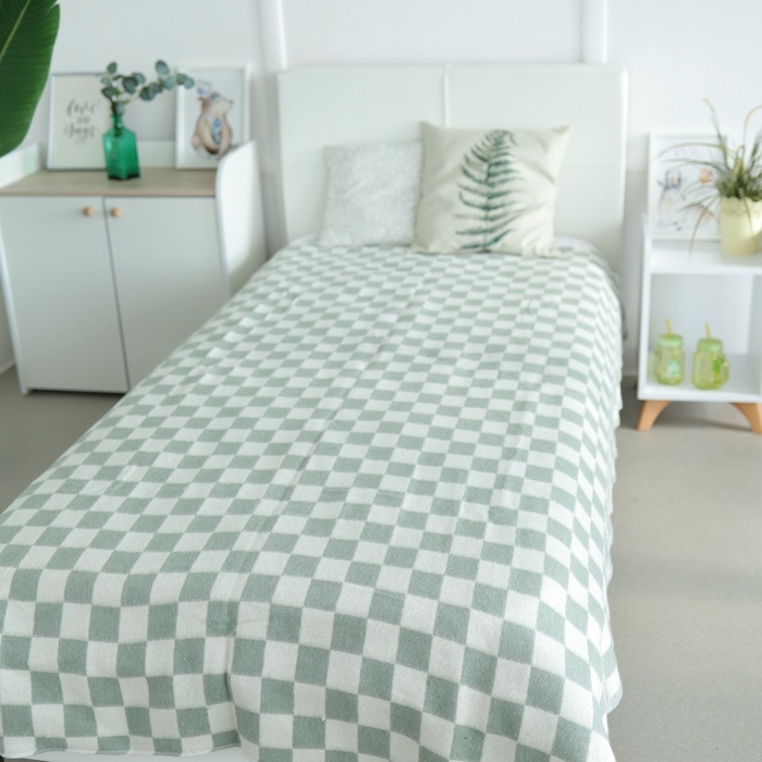 Одеяло байковое 140х205см, фисташка, хл80%, полиэфир20%, 420г/м