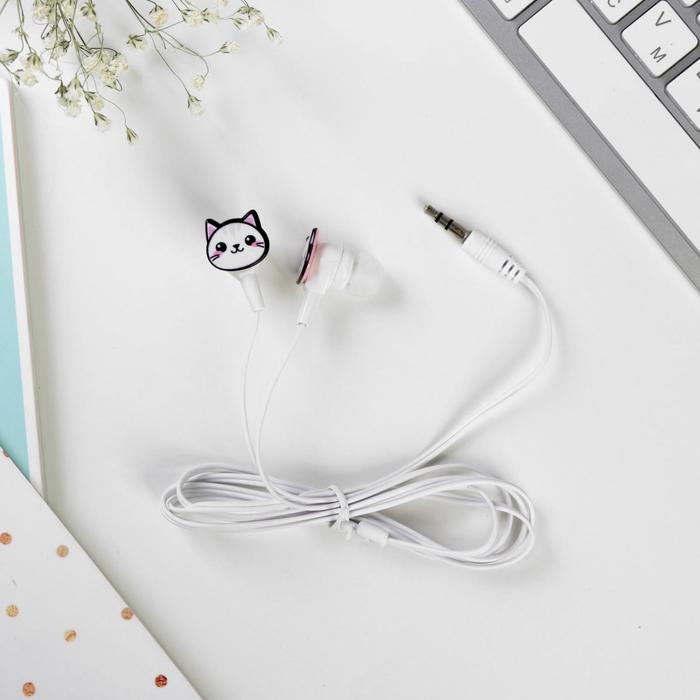 Наушники на открытке, «Замурчательной музыки», вакуумные, белые Наушники на открытке, «Замурчательной музыки», вакуумные, белые