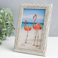 Фоторамка пластик 10х15 см "Корни" бежевая с серебром 19х14 см