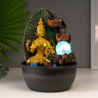 Фонтан настольный от сети "Лакшми в золотом одеянии у водопада" 28х19х19 см