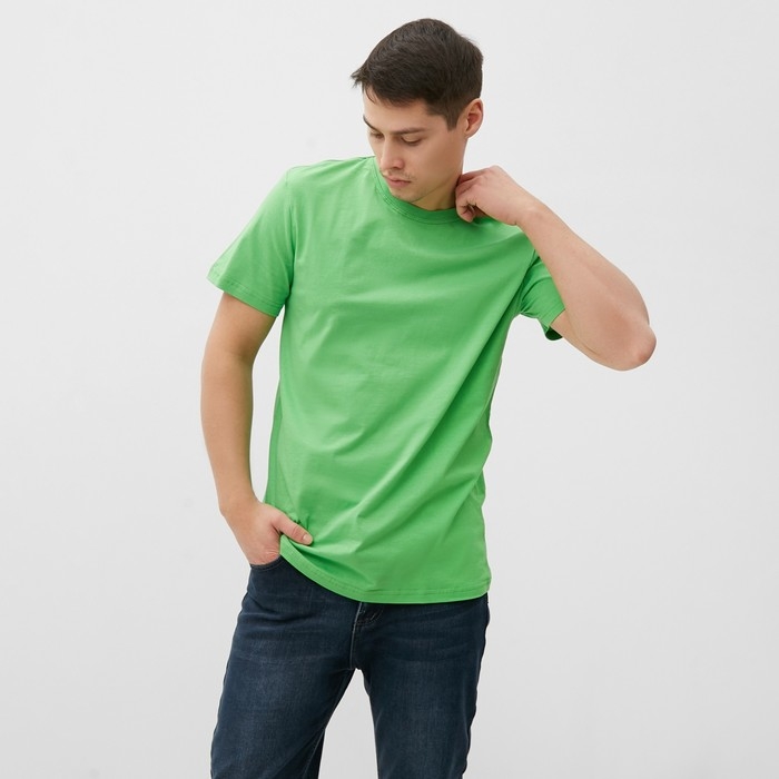Футболка мужская, цвет ярко-зеленый, размер 56