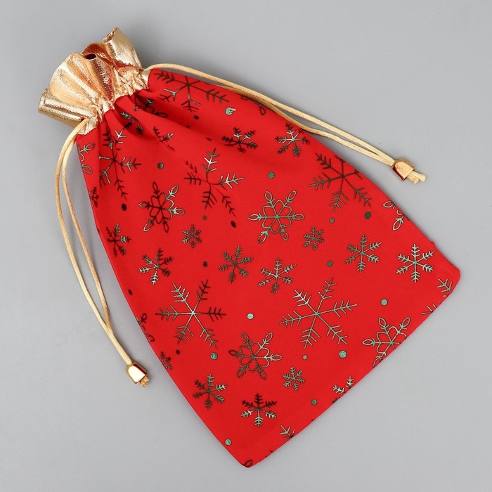 Мешочек подарочный замша &laquo;Тепла и Уюта&raquo;, снежинки, тиснение, 16 х 24 см +/- 1.5 см, Новый год