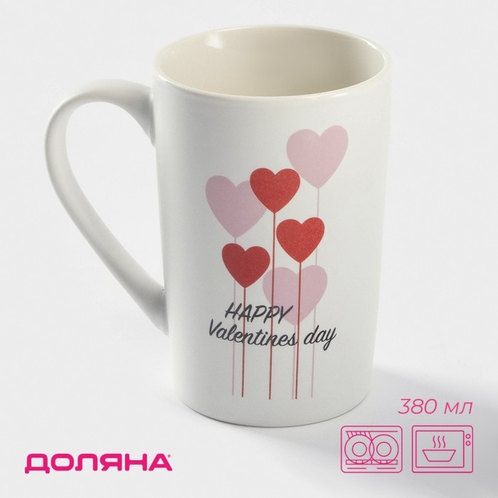Кружка фарфоровая Доляна &laquo;Влюблённый валентин&raquo;, 380 мл, цвет белый
