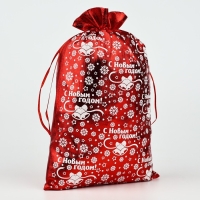 Мешочек подарочный парча &laquo;Снежинки&raquo;, красный, 20 х 30 см, Новый год