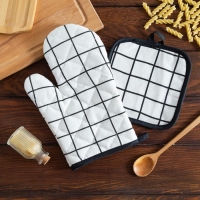 Кухонный набор Доляна «Клетка» цв.белый, прихватка 17*17 см, рукавица 26*16 см,100% п/э Кухонный набор Доляна «Клетка» цв.белый, прихватка 17*17 см, рукавица 26*16 см,100% п/э