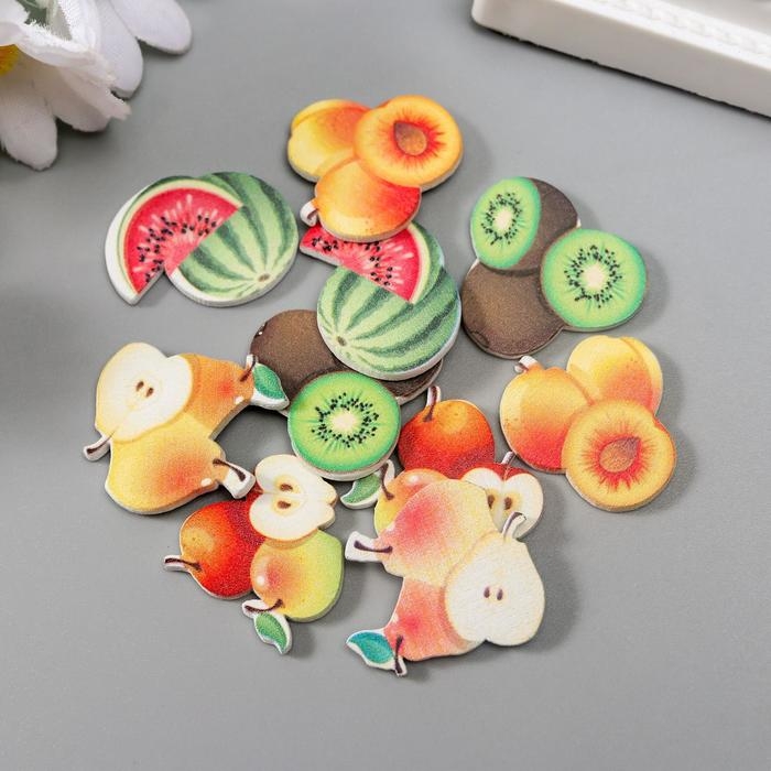 Декор для творчества дерево Декор для творчества дерево "Фрукты" набор 10 шт 2х2,2 см