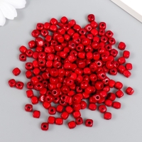 Бусины для творчества дерево "Кубик" d-0,5 см, набор 20 гр красный