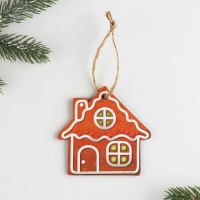 Ёлочная игрушка новогодняя «Домик», на Новый год, хдф, 8,5 х 7,9 см Ёлочная игрушка новогодняя «Домик», на Новый год, хдф, 8,5 х 7,9 см