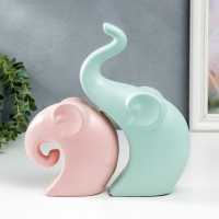 Сувенир керамика "Два слона" пастель матовый набор 2 шт 12х12 22х13 см Сувенир керамика "Два слона" пастель матовый набор 2 шт 12х12 22х13 см