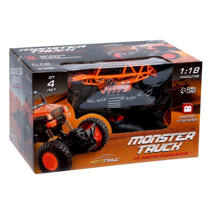 Джип радиоуправляемый &laquo;Краулер&raquo;, 1:18, работает от батареек, цвет оранжевый