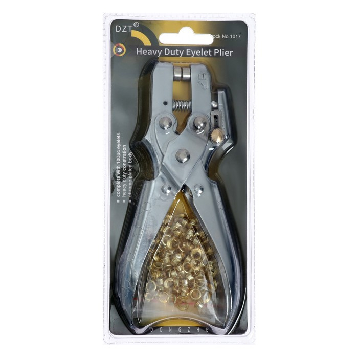 Дырокол для пробивания 1 отверстия, с установкой люверса + комплект люверсов Дырокол для пробивания 1 отверстия, с установкой люверса + комплект люверсов