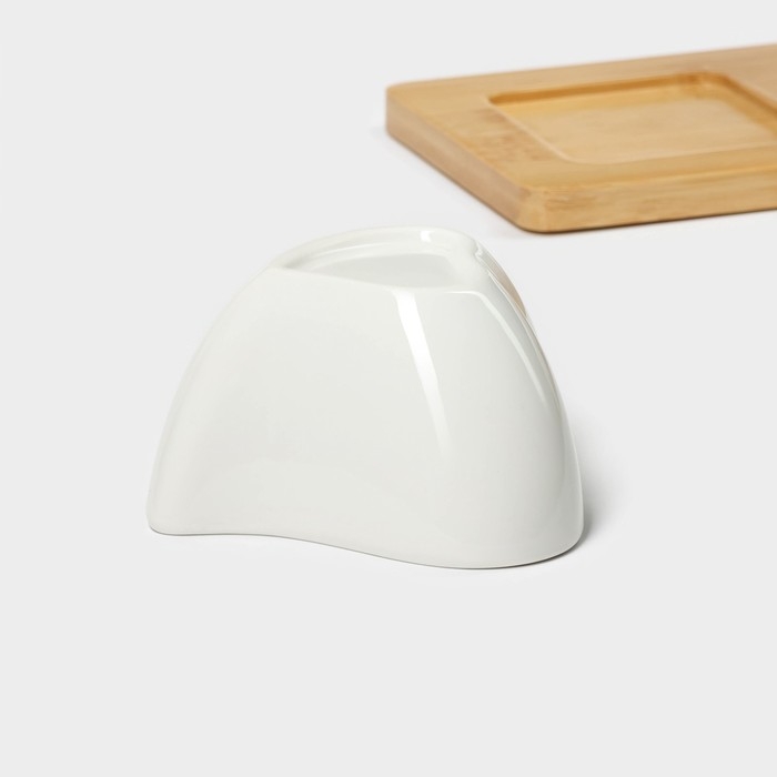 Набор соусников керамический на бамбуковой подставке BellaTenero &laquo;Сердце&raquo;, 4 предмета: 125 мл, цвет белый