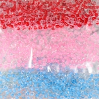 Бисер круглый размер 12/0 "Прозрачный, внутри цвет. Ассорти" 7 цветов х 5 грамм Бисер круглый размер 12/0 "Прозрачный, внутри цвет. Ассорти" 7 цветов х 5 грамм