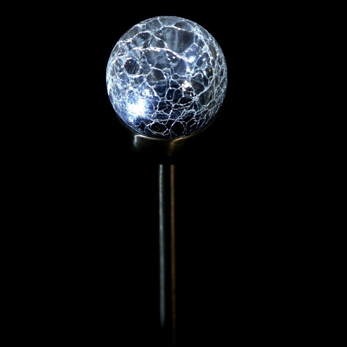 Садовый светильник на солнечной батарее &laquo;Стеклянный шар&raquo;, 6 &times; 36.5 &times; 6 см, 1 LED, свечение белое