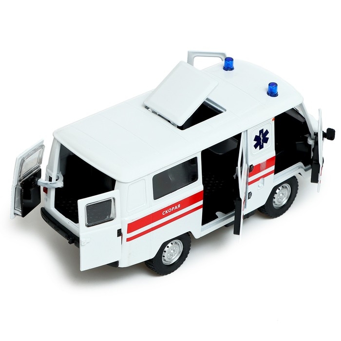 Машина металлическая «УАЗ 3962. Скорая помощь», инерция, 1:24, свет и звук Машина металлическая «УАЗ 3962. Скорая помощь», инерция, 1:24, свет и звук