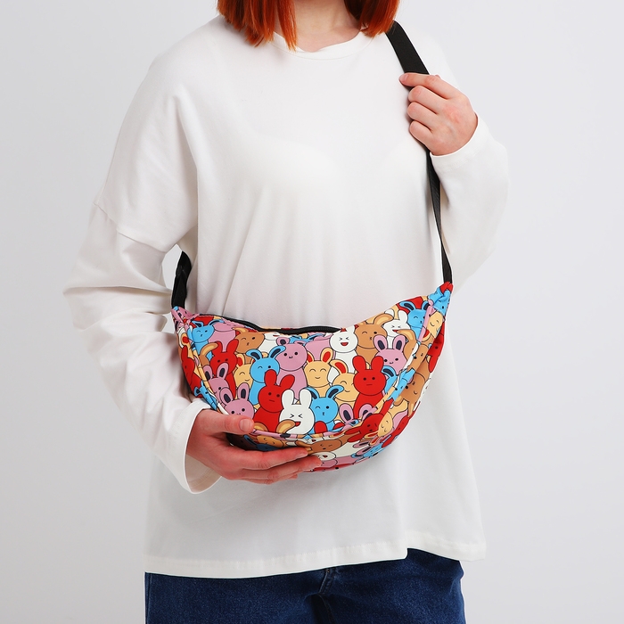 Сумка молодёжная на молнии, цвет разноцветный/розовый Сумка молодёжная на молнии, цвет разноцветный/розовый