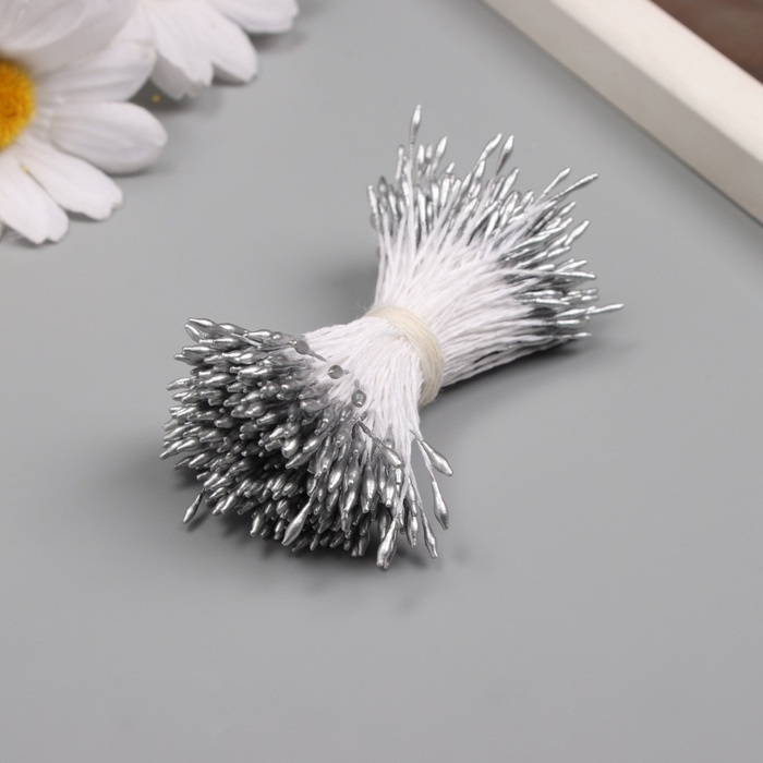 Тычинки для искусственных цветов глянец Тычинки для искусственных цветов глянец "Рисинки" серебро набор 360 шт длина 6 см