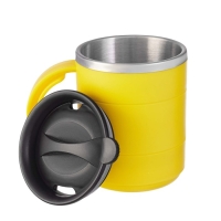 Термокружка "Мастер К" Поход, 450 мл, с ручкой, сохраняет тепло 2 ч, 12.5 х 10.5 см, желтая Термокружка "Мастер К" Поход, 450 мл, с ручкой, сохраняет тепло 2 ч, 12.5 х 10.5 см, желтая