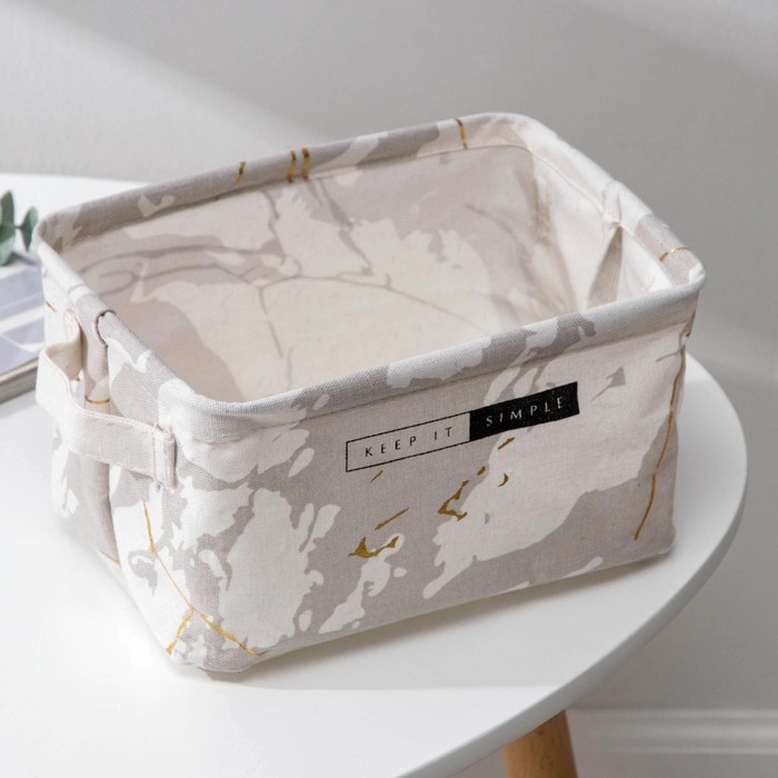 Корзина для мелочей Доляна &laquo;Мрамор&raquo;, 23&times;16&times;12 см, цвет серый