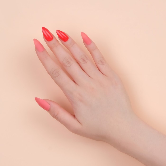 Накладные ногти, 24 шт, с клеевыми пластинами, форма миндаль, цвет неоновый/матовый розовый Накладные ногти, 24 шт, с клеевыми пластинами, форма миндаль, цвет неоновый/матовый розовый