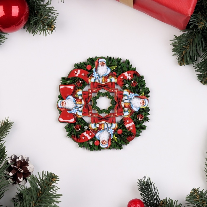 Новый год. Подставка под горячее Новый год. Подставка под горячее "Дед Мороз", d-14 см