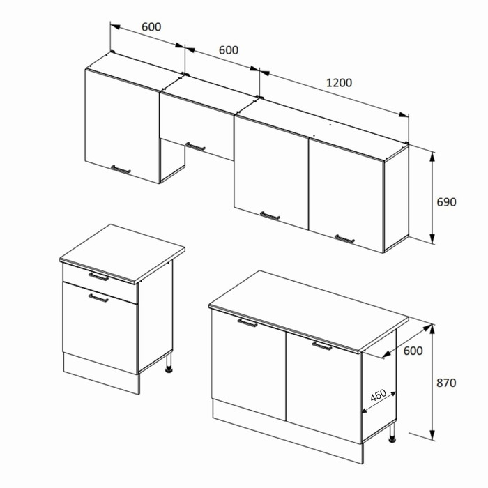 Кухонный гарнитур Паола 2400, Белый/Белый Кухонный гарнитур Паола 2400, Белый/Белый