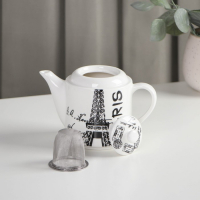 Набор чайный керамический &laquo;Страны&raquo;, 3 предмета: чайник 400 мл, 2 кружки 230 мл, рисунок МИКС