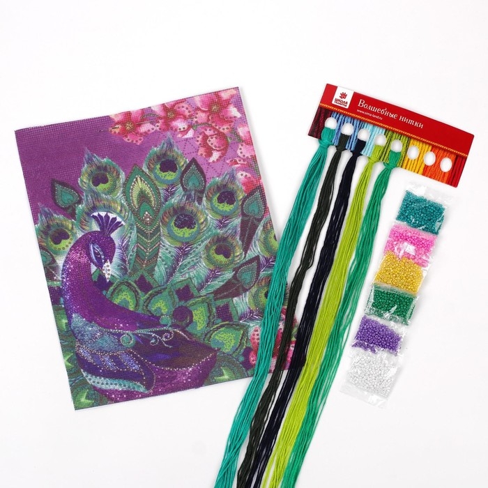 Вышивка крестиком с бисером &laquo;Павлин&raquo;, набор для творчества, 20 х 25 см