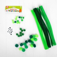 Набор для творчества из проволоки с ворсом, помпонов, глаз №7, цвет зеленый Набор для творчества из проволоки с ворсом, помпонов, глаз №7, цвет зеленый