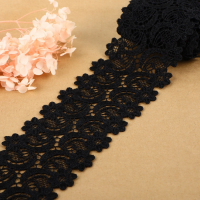 Кружево гипюровое, 65 &plusmn; 5 мм &times; 6,8 &plusmn; 0,5 м, цвет чёрный