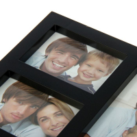 Фоторамка пластик на 4 фото 6,5x9, 10x15, 20x15 см "Листья" чёрная 43x26 см