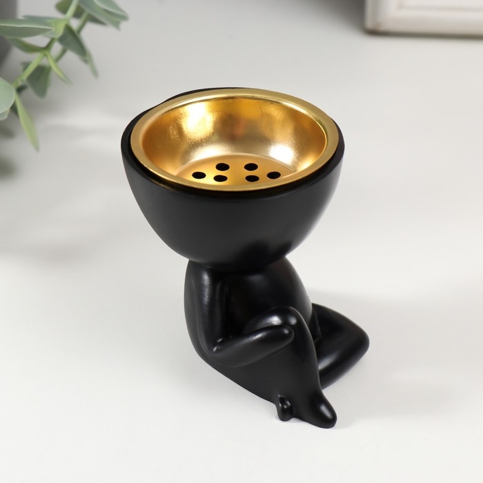 Подставка под благовония полистоун Подставка под благовония полистоун "Человечек сидит" чёрный 6,7х6х6,8 см