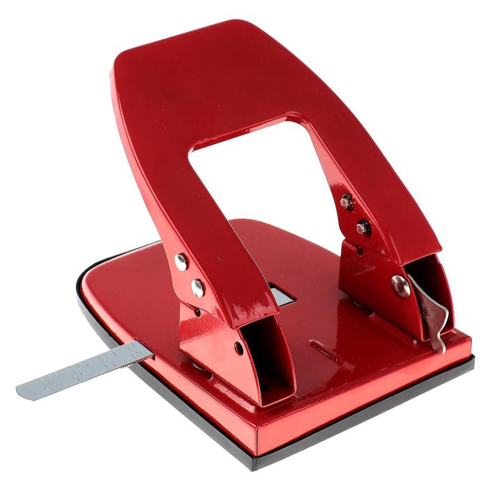 Дырокол на 30 листов, большой, металлический, с металлической линейкой