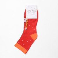 Новый год. Носки "Мишка и Гусь", цвет красный, размер 23-27 (38-41)