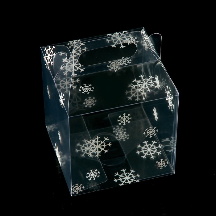 Новый год. Коробка подарочная новогодняя складная ПВХ Новый год. Коробка подарочная новогодняя складная ПВХ "Праздничное настроение" 11 x 11 x 11 см .