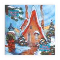 Новый год. Салфетки бумажные New Line Design &laquo;Зимний домик&raquo;, 33х33 см, 3 слоя 20 листов