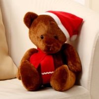 Мягкая игрушка &laquo;Медвежонок&raquo;, в новогоднем колпаке, 20 см, цвет коричневый