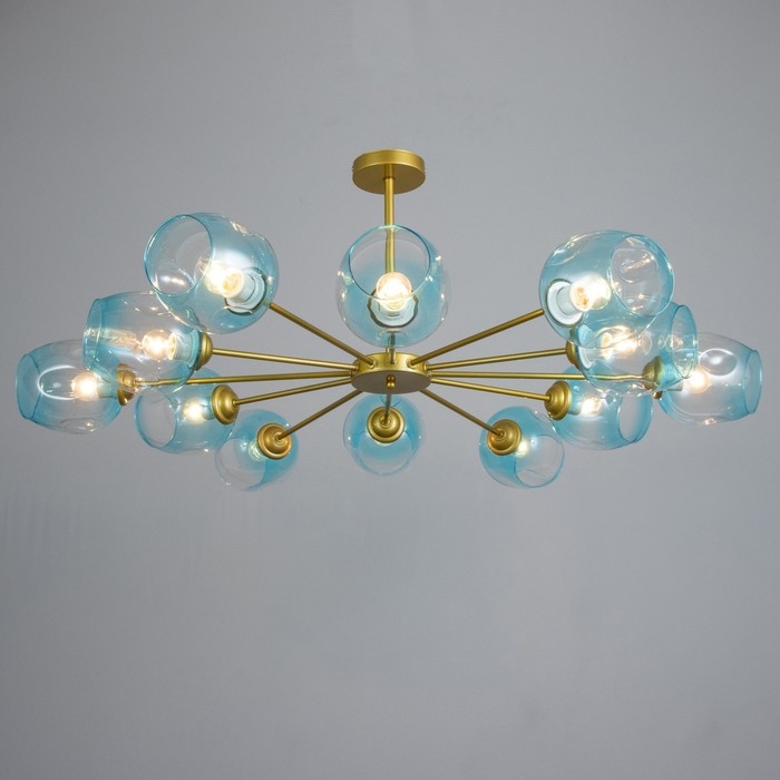 Люстра "Мурано" 12хЕ27 60Вт золото голубой 105х105х35см BayerLux