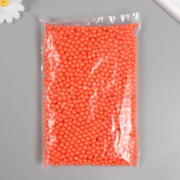 Набор бусин "Жемчуг" d 6 мм, 250 гр, морковный