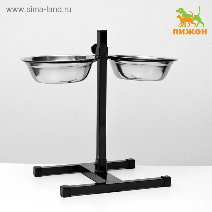 Подставка с мисками, 2 х 1 л, высота 40 см, разборная, чёрная Подставка с мисками, 2 х 1 л, высота 40 см, разборная, чёрная