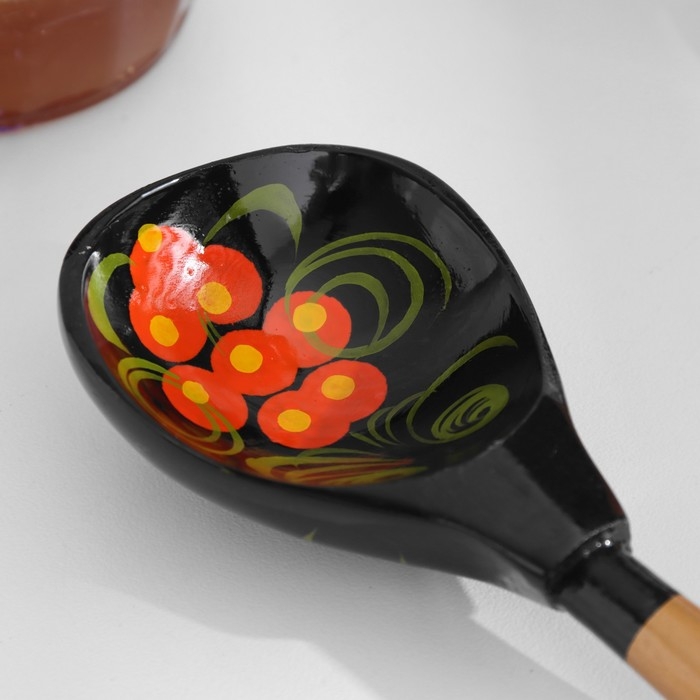 Ложка деревянная «Чернушка», полубаская, хохлома Ложка деревянная «Чернушка», полубаская, хохлома