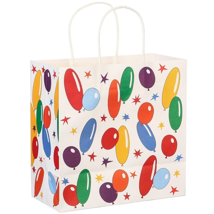 Пакет подарочный "С Днем рождения" 22х22х11 см, крафт, упаковка, Ну, погоди