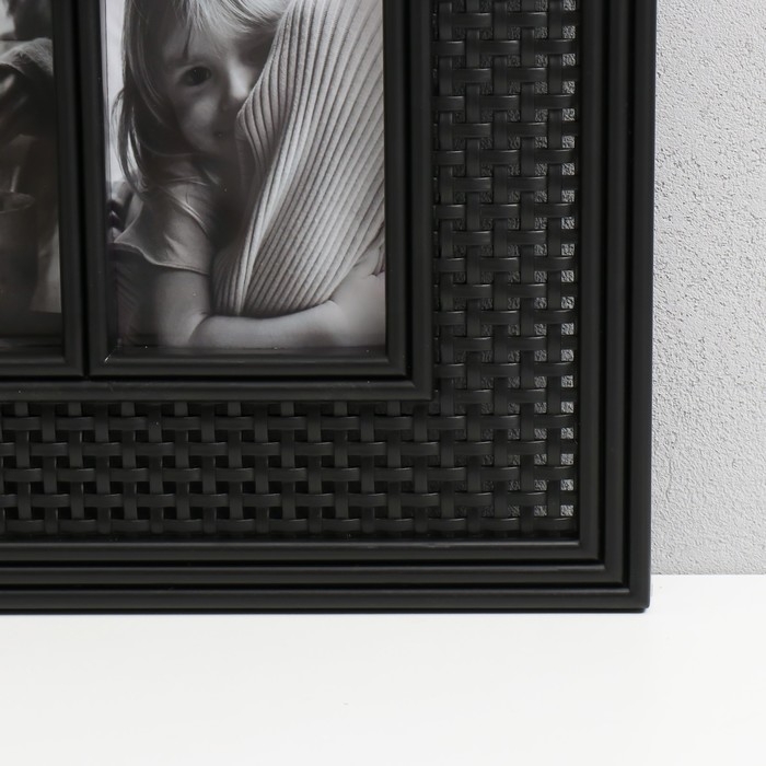 Фоторамка пластик на 12 фото 9х13 см Фоторамка пластик на 12 фото 9х13 см "Плетёнка" чёрная 43х73,5 см