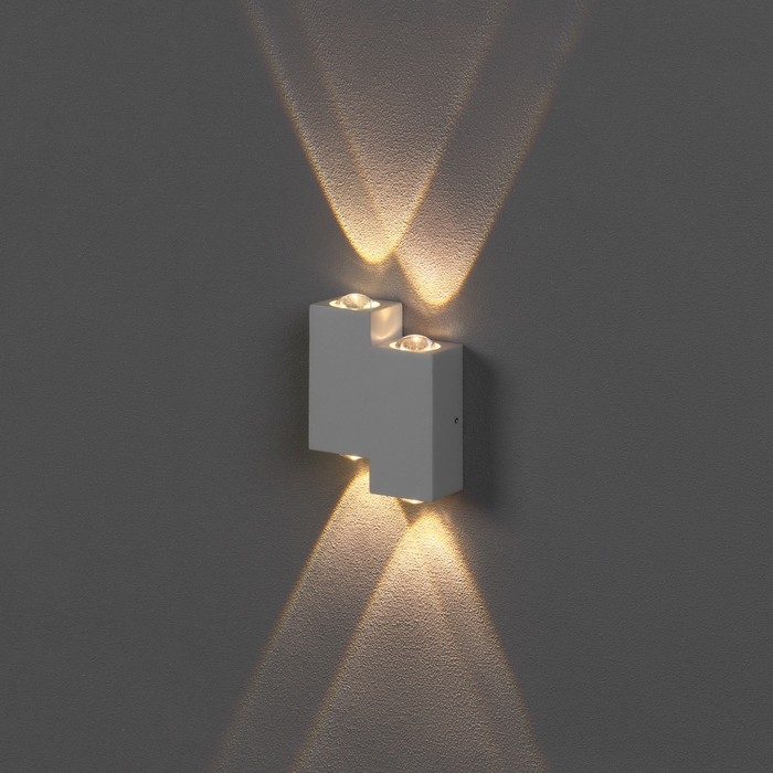 Светильник фасадный &laquo;Луч&raquo;, FSD-010, 4 Вт, 3000К, 2 луча, IP65, 220 В, металл, белый