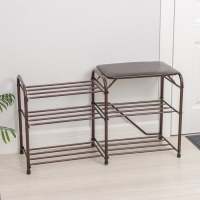 Подставка для обуви с сиденьем «Дубль», 3 полки, цвет медный антик Подставка для обуви с сиденьем «Дубль», 3 полки, цвет медный антик
