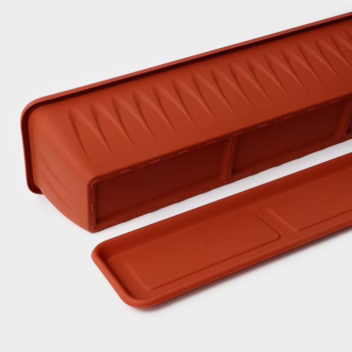 Ящик балконный «Алиция», 100 см, с поддоном, цвет терракотовый Ящик балконный «Алиция», 100 см, с поддоном, цвет терракотовый