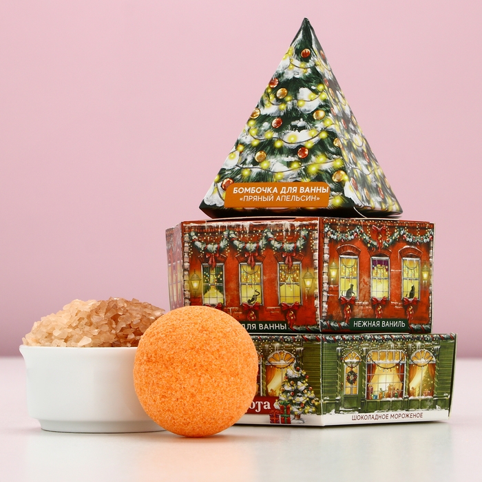 Подарочный набор косметики новогодний «Тепла и уюта!», бомбочка для ванны 40 г и соль для ванны 350 г, Новый Год Подарочный набор косметики новогодний «Тепла и уюта!», бомбочка для ванны 40 г и соль для ванны 350 г, Новый Год