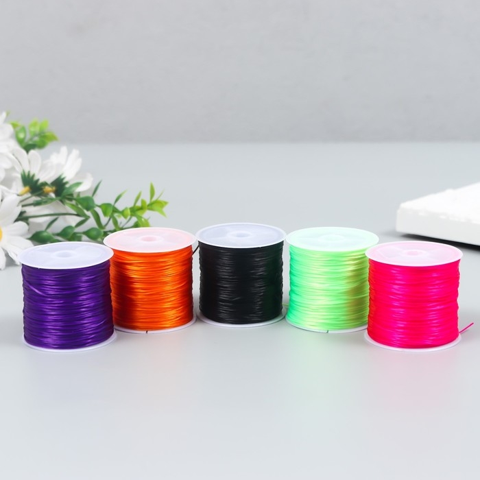 Нить-резинка без оплетки для бисера 30 м, МИКС Нить-резинка без оплетки для бисера 30 м, МИКС