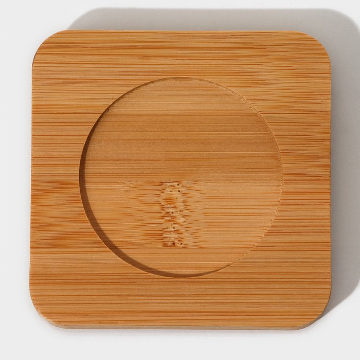 Стакан стеклянный на деревянной подставке Доляна «Вверх дном», 250 мл, 9×9 см Стакан стеклянный на деревянной подставке Доляна «Вверх дном», 250 мл, 9×9 см