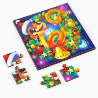 Пазлы для детей деревянные &laquo;Новый год! Змея в венке&raquo;, 16 элементов, символ года 2025